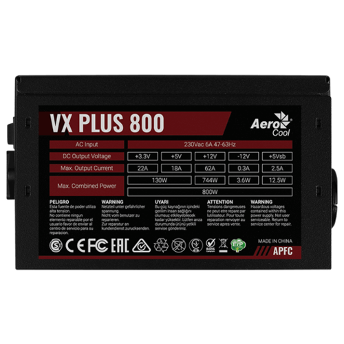 Блок питания Aerocool Value Plus RGB VX Plus 800 RGB (4718009150959)
