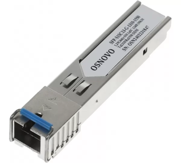SFP модуль (трансивер) Osnovo SFP-S1SC13-G-1310-1550 (SC, simplex, 1.25 Gb/s, 1310/1550nm, 20km)