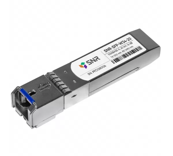 SFP модуль (трансивер) SNR-SFP-W34-20 (SC, simplex, 1Gb/s, 1310/1490nm, 20km)