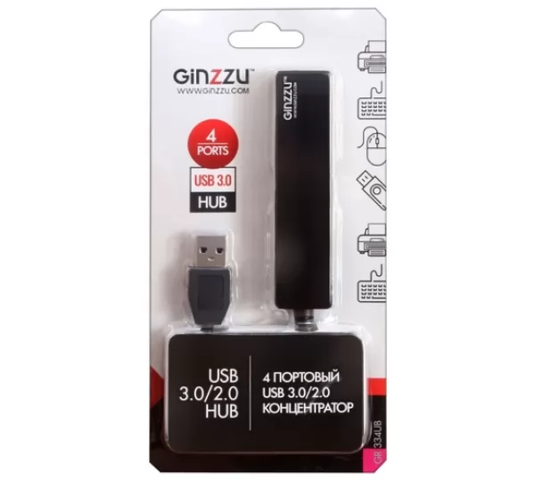 Концентратор USB 2.0 Ginzzu GR-334UB