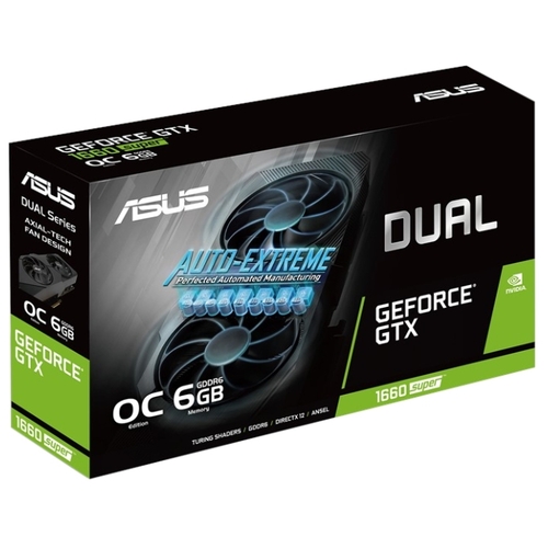 ASUS DUAL GeForce GTX 1660 SUPER 1530MHz PCI-E 3.0 6144MB 14002MHz 192 bit DVI HDMI DisplayPort HDCP EVO OC