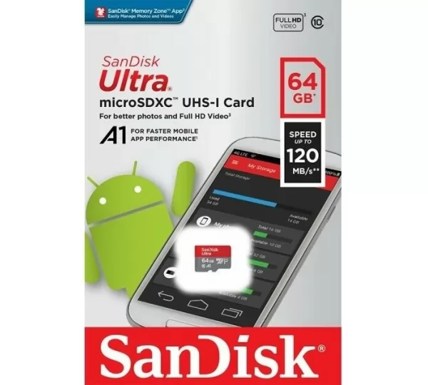 Карта памяти microSD 64GB Sandisk Ultra (SDSQUA4-064G-GN6MN)