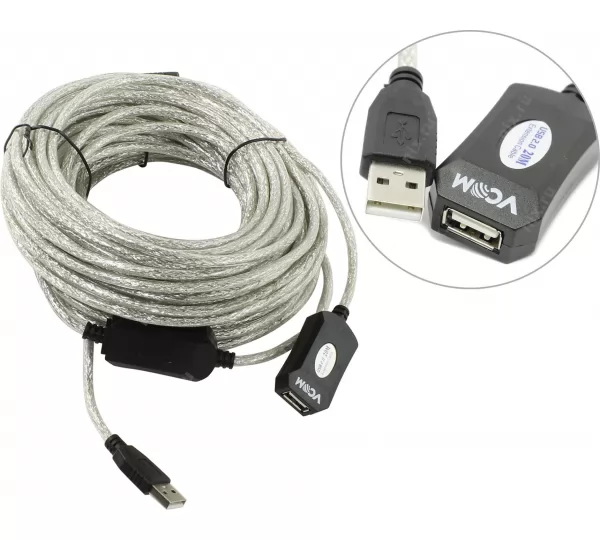 Кабель удлинитель активный USB2.0 Aopen ACU823-20m 20м
