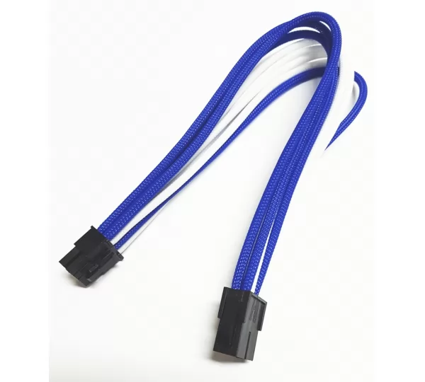 Удлинитель Nanoxia 6-pin PCI-E, 30см, индивидуальная оплетка, синий/белый