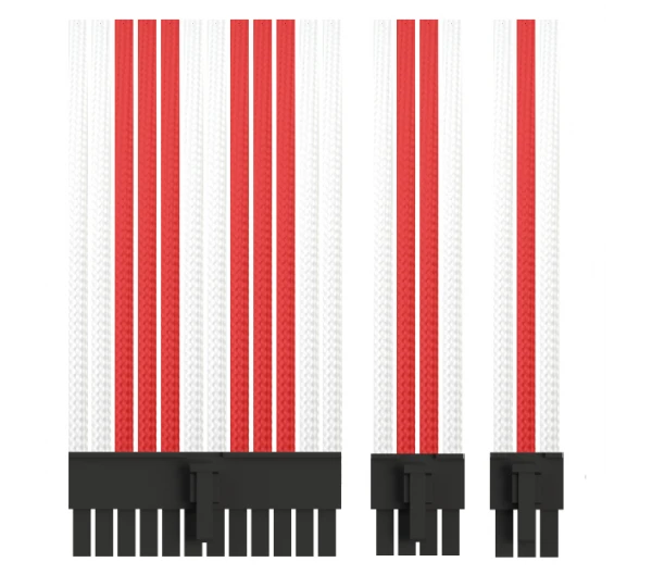 Комплект кабелей-удлинителей Custom White-red (24pin, 8pin CPU 2pcs, 8pin GPU 3pcs, 6pin GPU 1pcs)