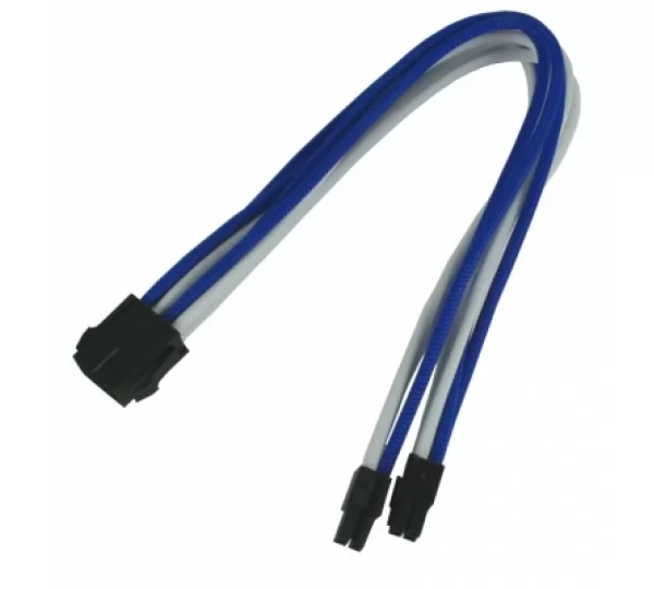 Удлинитель Nanoxia 8-pin EPS, 30см, индивидуальная оплетка, синий/белый