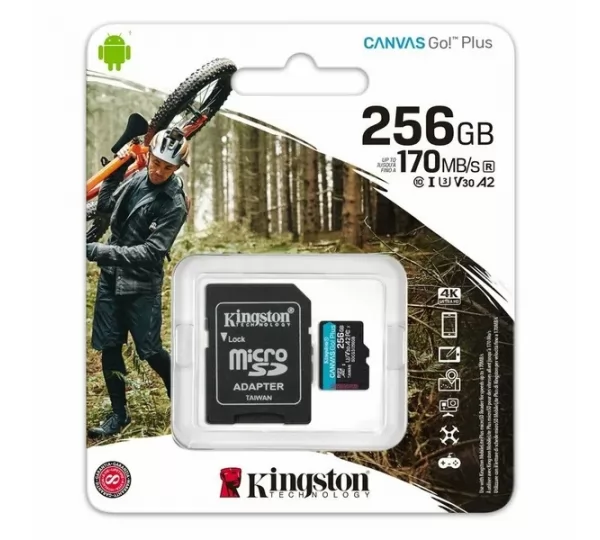 Карта памяти microSD 256GB Kingston Canvas Go Plus + ADP SDCG3/256GB (170/90 MB/s)