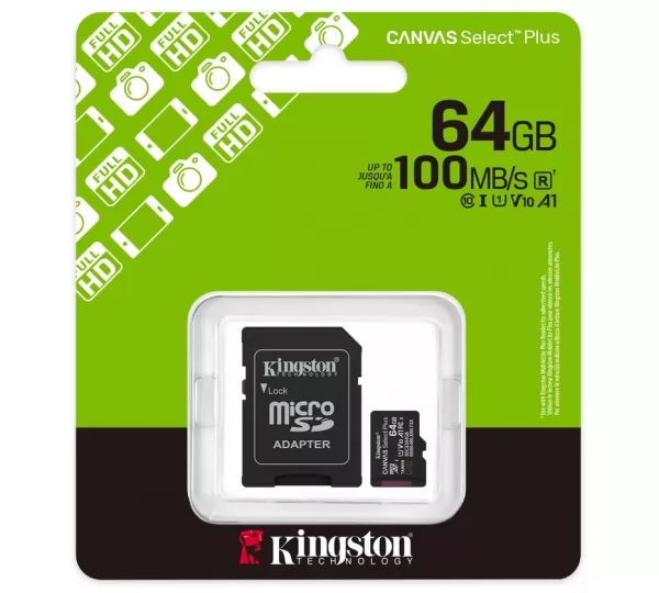 Карта памяти microSD 64Gb Kingston Canvas Select (SDCS3/64Gb)