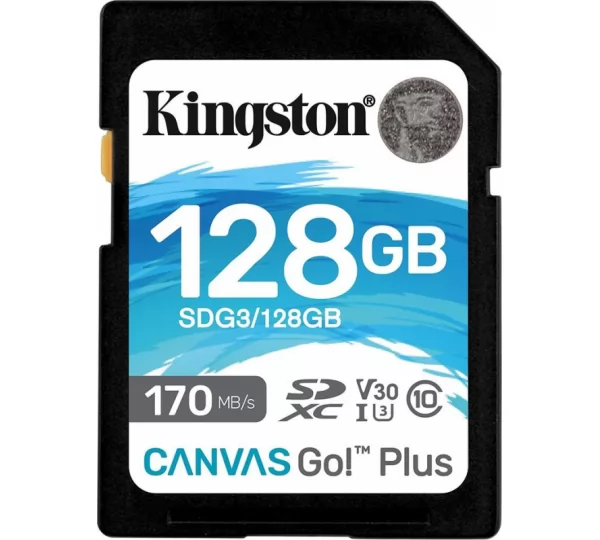 Карта памяти SD 128Gb Kingston Canvas Go Plus SDG3/128GB (170/90 MB/s)