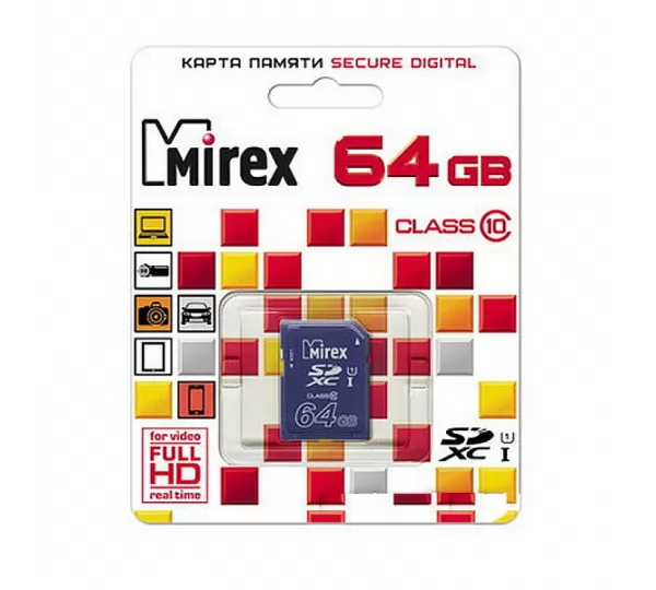 Карта памяти SD 64Gb Mirex SDXC Class 10 UHS-I