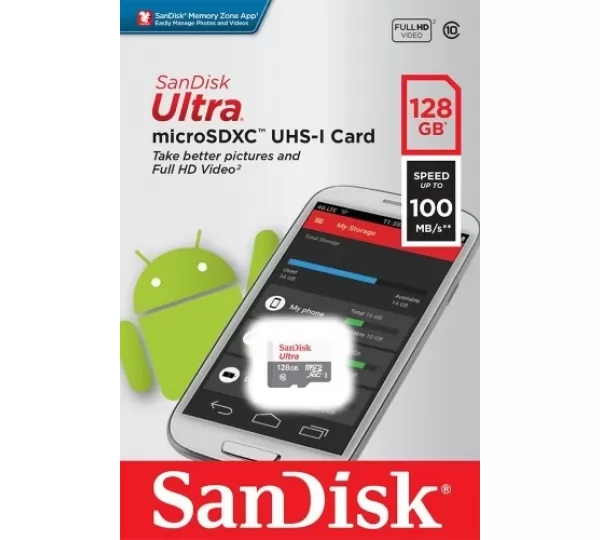 Карта памяти microSD 128GB SanDisk Ultra UHS-I (SDSQUNR-128G-GN6MN)
