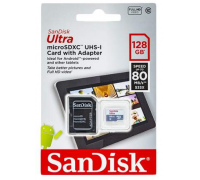 Карта памяти microSD 128GB SanDisk Ultra + адаптер