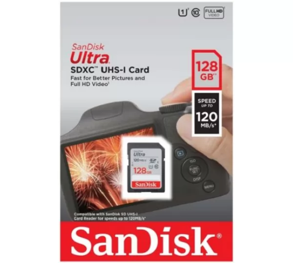 Карта памяти SD 128Gb SanDisk Ultra SDSDUN4-128G-GN6IN (120/10 MB/s)