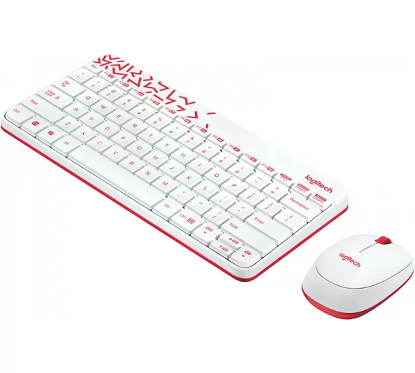 Комплект клавиатура + мышь Logitech MK240 Nano White-Red USB