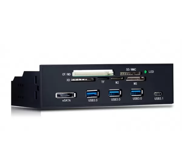 Передняя панель 5.25" Espada panel1 - карт-ридер, 3*USB3.0, Type-C, eSATA