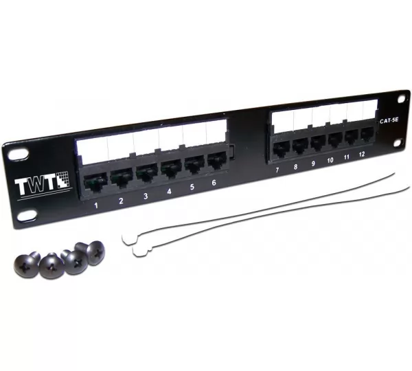 Патч-панель 12 портов кат.5е Lanmaster TWT-PP12UTP-10 1U, черный