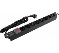 Блок розеток ExeGate ServerPro PDU-19H805 Al-8S-EU3-SW, 1U, 3м кабеля