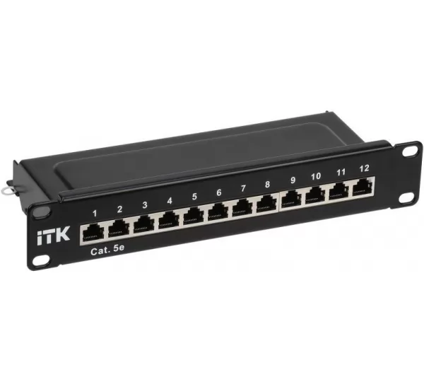 Патч-панель 12 портов кат.5е IEK PP12-1UC5ES-D05-10 10", 1U, черный