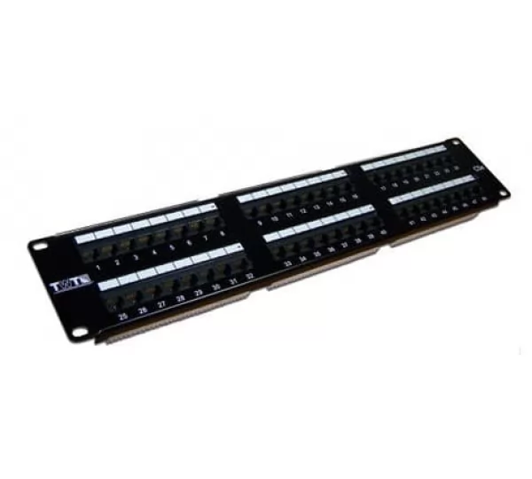 Патч-панель 48 портов кат.5е Lanmaster TWT-PP48UTP, 2U, черный